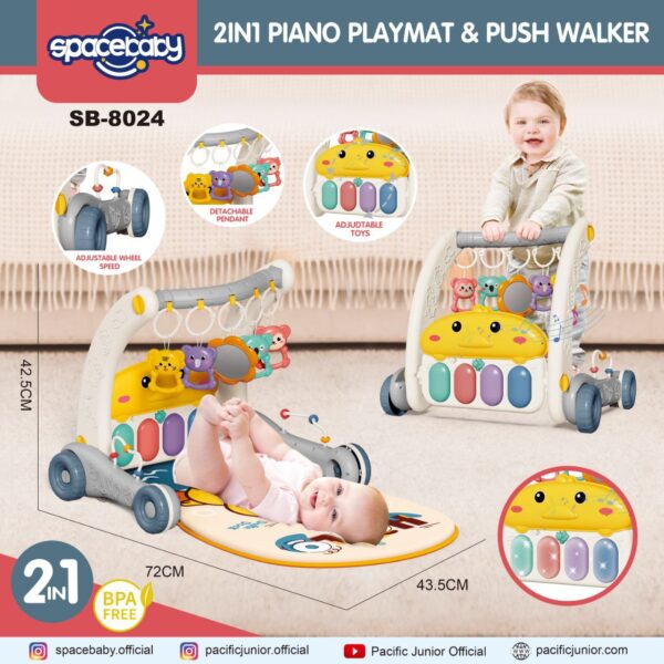 PIANO PLAYMAT & PUSH WALKER SPACEBABY SB-8024 (2 IN 1) - Gambar 3