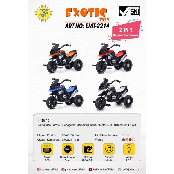 RECHARGEABLE MOTORCYCLE EXOTIC EMT-2214 - Gambar 8