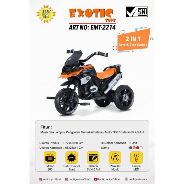 RECHARGEABLE MOTORCYCLE EXOTIC EMT-2214 - Gambar 4