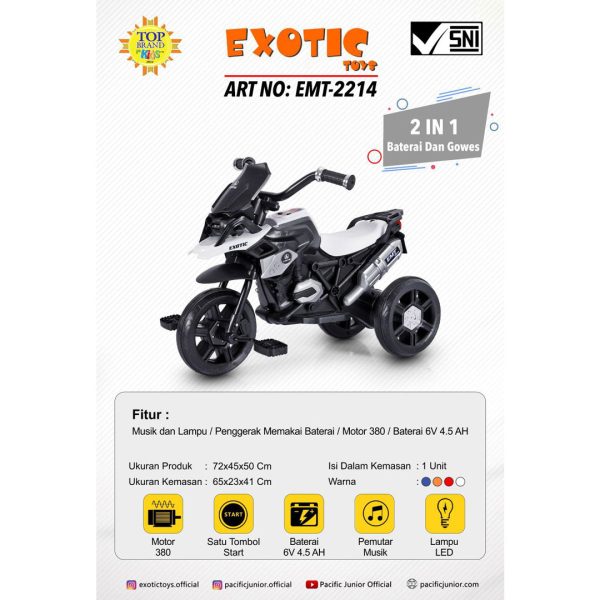 RECHARGEABLE MOTORCYCLE EXOTIC EMT-2214 - Gambar 5