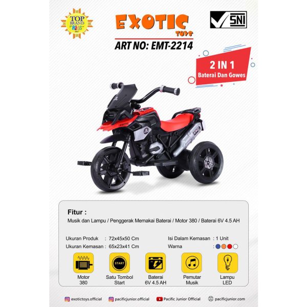 RECHARGEABLE MOTORCYCLE EXOTIC EMT-2214 - Gambar 7