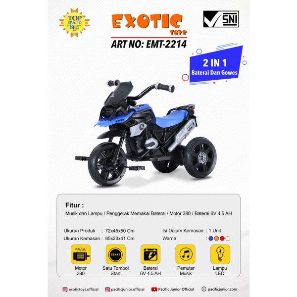 RECHARGEABLE MOTORCYCLE EXOTIC EMT-2214 - Gambar 2