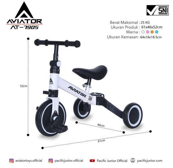 BALANCE BIKE AVIATOR AT-7905 (3 IN 1) - Gambar 3