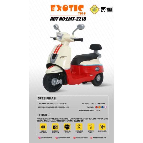 RECHARGEABLE MOTORCYCLE EXOTIC EMT-2218 - Gambar 2