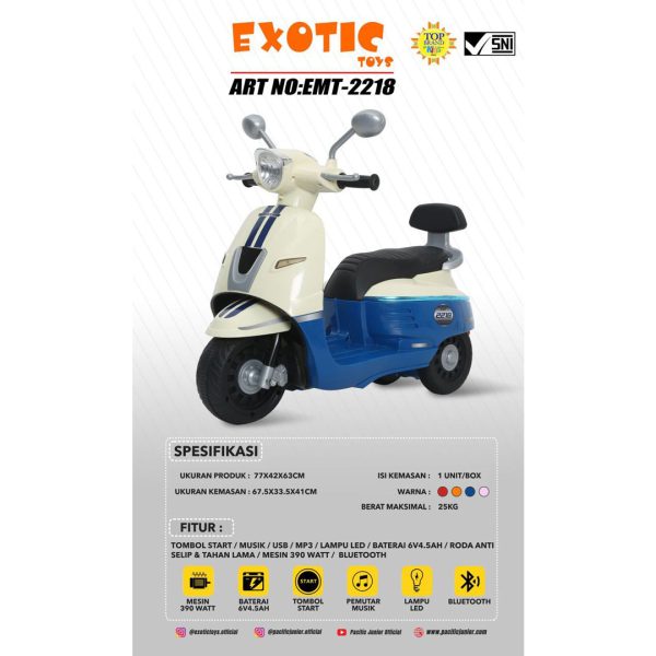 RECHARGEABLE MOTORCYCLE EXOTIC EMT-2218 - Gambar 5
