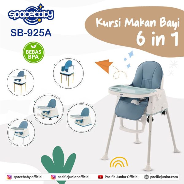 BABY HIGH CHAIR SPACEBABY SB-925A (6 IN 1) - Gambar 4