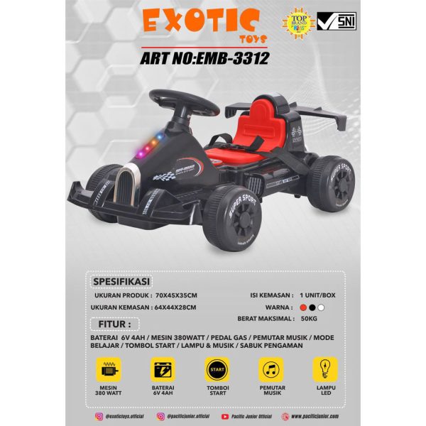 RECHARGEABLE CAR EXOTIC EMB-3312 (GO KART) - Gambar 7