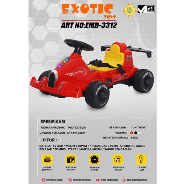 RECHARGEABLE CAR EXOTIC EMB-3312 (GO KART) - Gambar 2