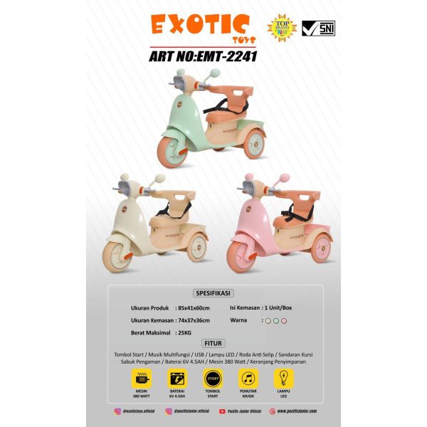 RECHARGEABLE MOTORCYCLE EXOTIC EMT-2241 - Gambar 7