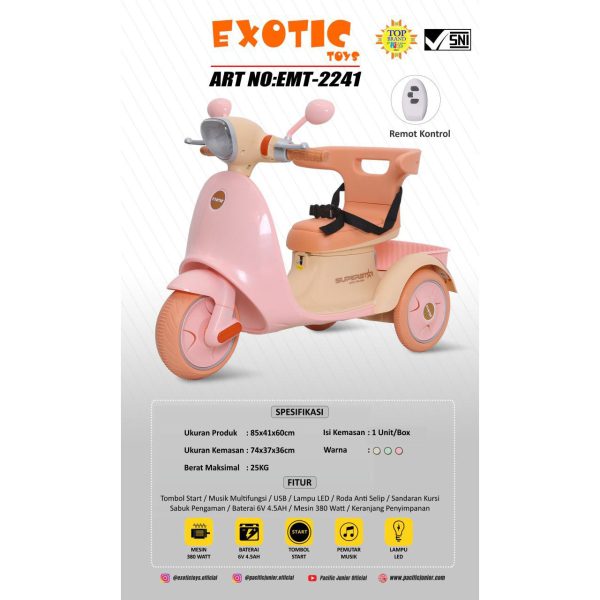 RECHARGEABLE MOTORCYCLE EXOTIC EMT-2241 - Gambar 6