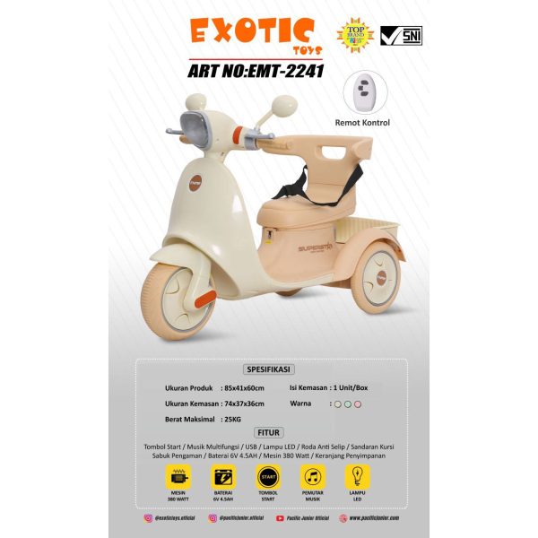 RECHARGEABLE MOTORCYCLE EXOTIC EMT-2241 - Gambar 2