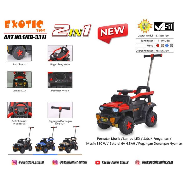 RECHARGEABLE CAR EXOTIC EMB-3311 (2 IN 1) - Gambar 3