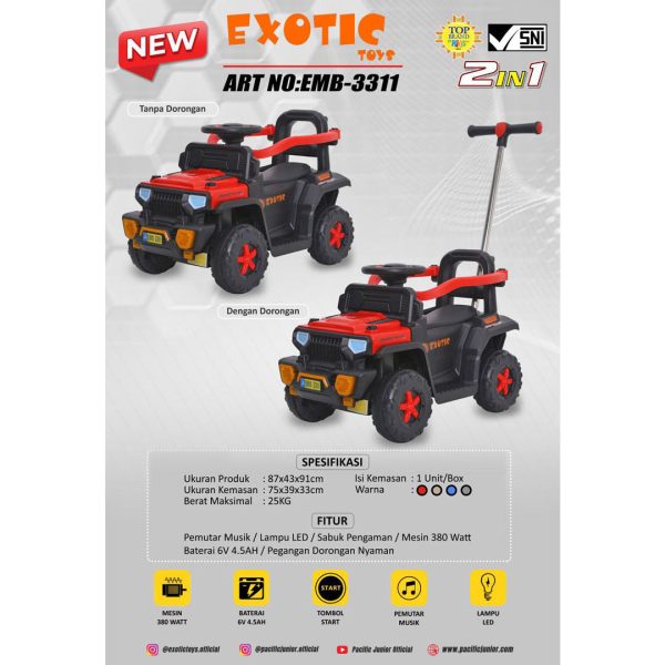 RECHARGEABLE CAR EXOTIC EMB-3311 (2 IN 1) - Gambar 5