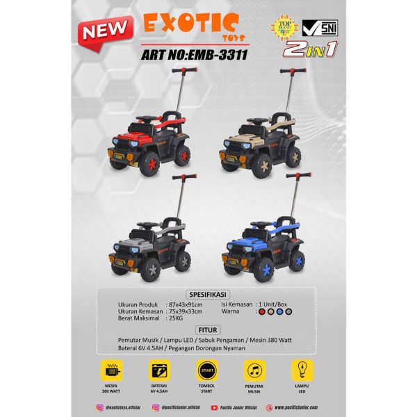 RECHARGEABLE CAR EXOTIC EMB-3311 (2 IN 1) - Gambar 9