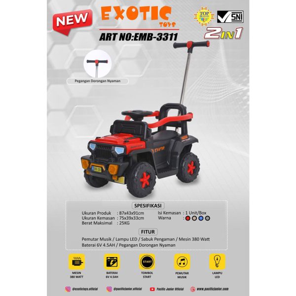 RECHARGEABLE CAR EXOTIC EMB-3311 (2 IN 1) - Gambar 2