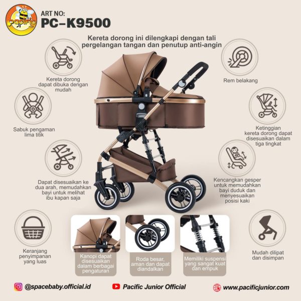 BABY STROLLER PACIFIC JR PC-K9500 - Gambar 2