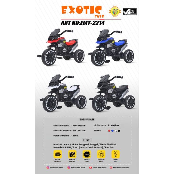 RECHARGEABLE MOTORCYCLE EXOTIC EMT-2214 - Gambar 8