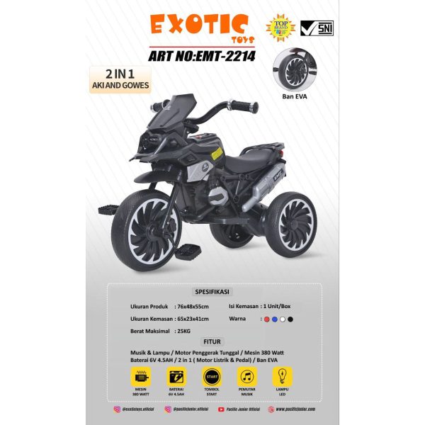 RECHARGEABLE MOTORCYCLE EXOTIC EMT-2214 - Gambar 5