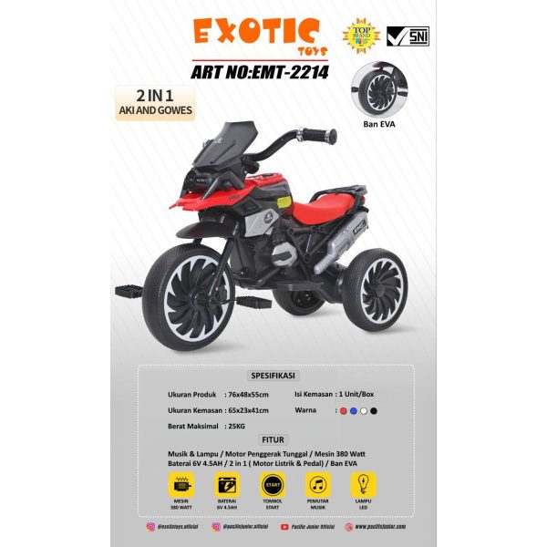 RECHARGEABLE MOTORCYCLE EXOTIC EMT-2214 - Gambar 2
