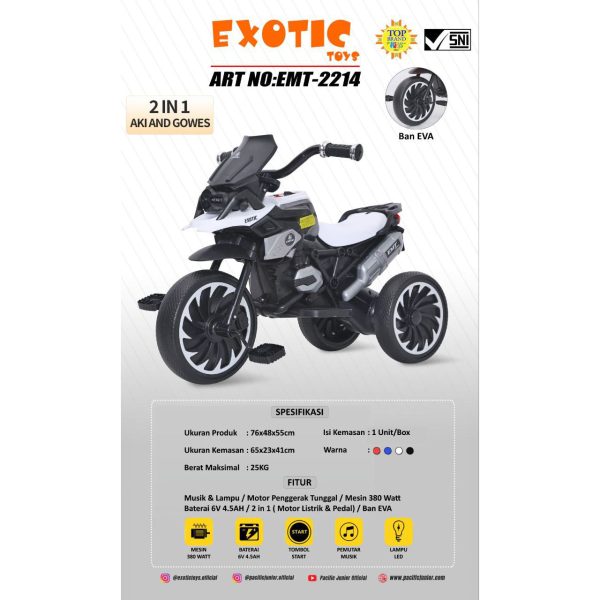 RECHARGEABLE MOTORCYCLE EXOTIC EMT-2214 - Gambar 7
