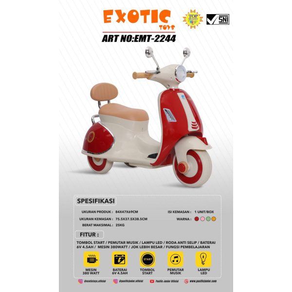 RECHARGEABLE MOTORCYCLE EXOTIC EMT-2244 - Gambar 2