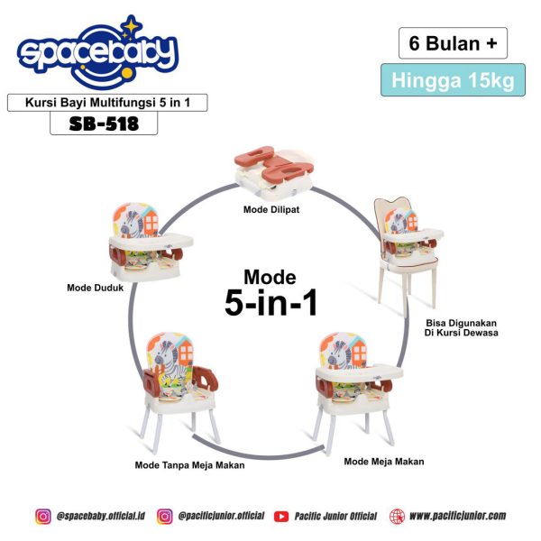 FOLDING BOOSTER SEAT SPACEBABY SB-518 - Gambar 3