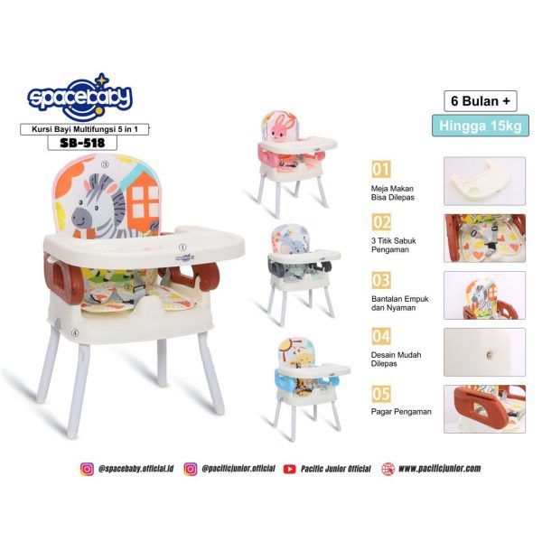 FOLDING BOOSTER SEAT SPACEBABY SB-518 - Gambar 4