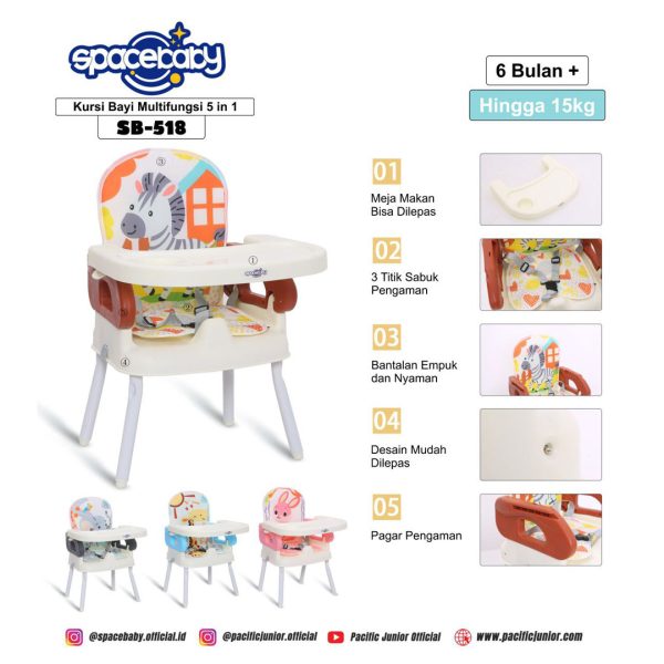 FOLDING BOOSTER SEAT SPACEBABY SB-518 - Gambar 5