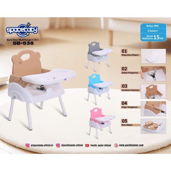 FOLDING BOOSTER SEAT SPACEBABY SB-536 (5 IN 1) - Gambar 2