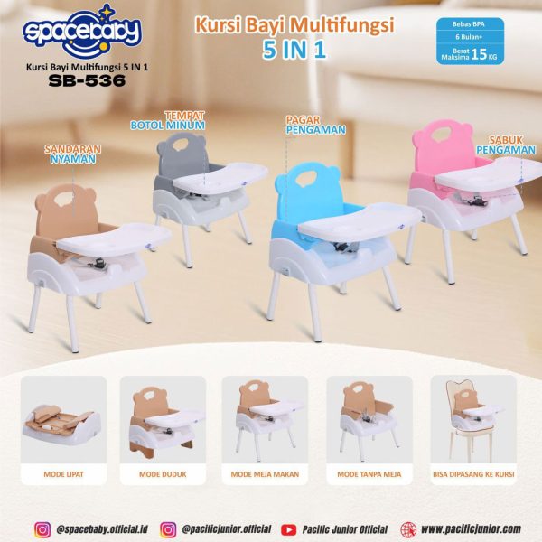 FOLDING BOOSTER SEAT SPACEBABY SB-536 (5 IN 1) - Gambar 9