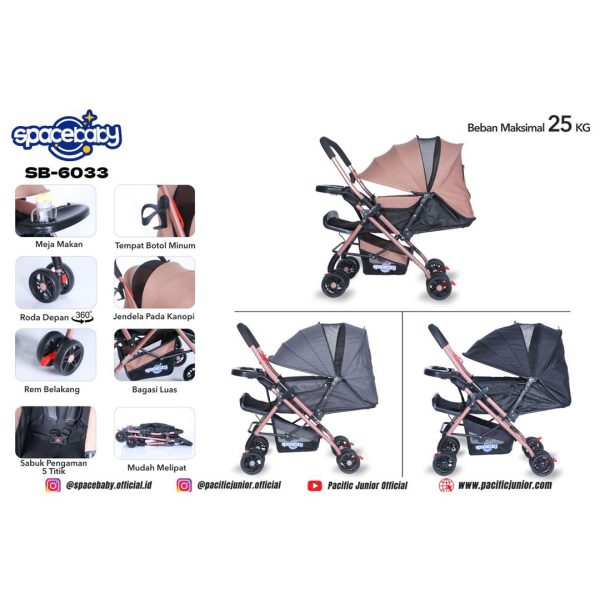 BABY STROLLER SPACEBABY SB-6033 (REVERSIBLE STIR) - Gambar 3