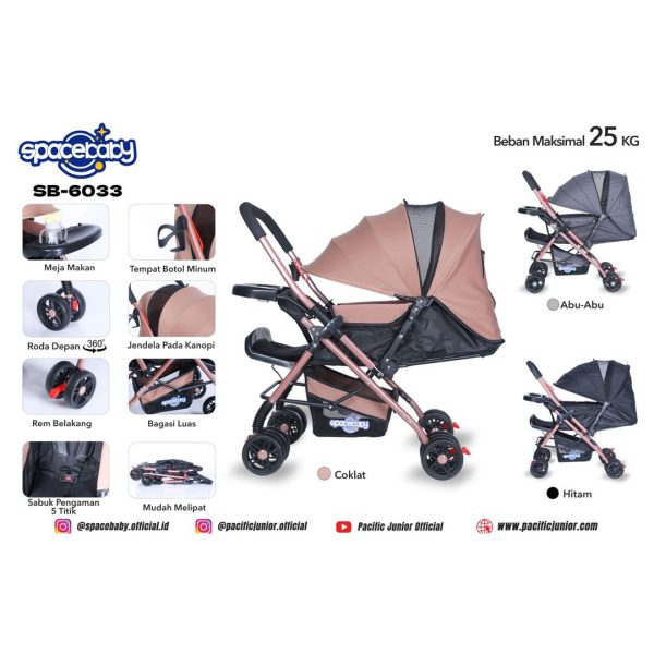 BABY STROLLER SPACEBABY SB-6033 (REVERSIBLE STIR) - Gambar 4