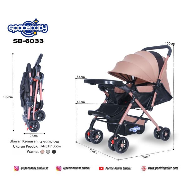 BABY STROLLER SPACEBABY SB-6033 (REVERSIBLE STIR) - Gambar 7