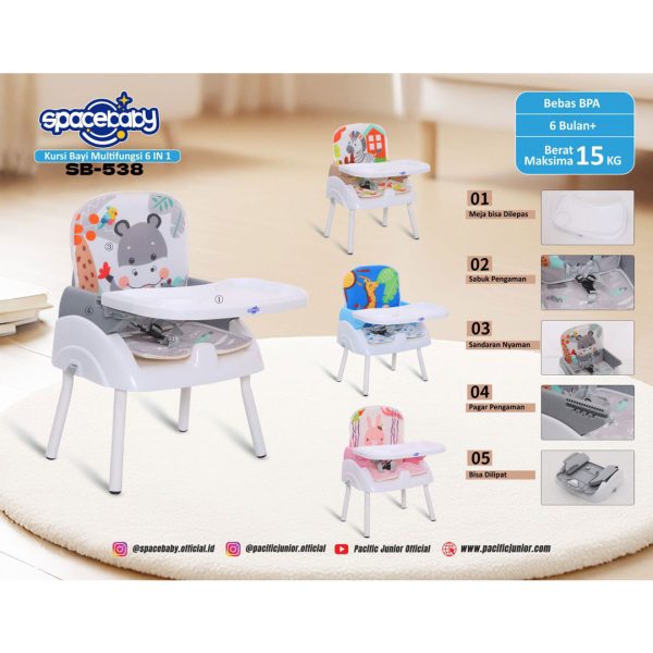 FOLDING BOOSTER SEAT SPACEBABY SB-538 (6 IN 1) - Gambar 5