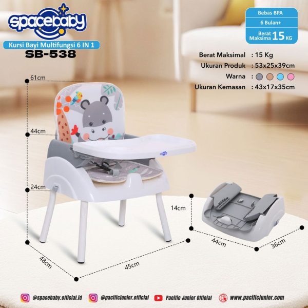 FOLDING BOOSTER SEAT SPACEBABY SB-538 (6 IN 1) - Gambar 7